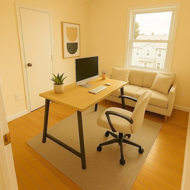 212 Fountain St Unit A, Framingham, MA 01702 - office area with wood-type flooring and baseboards