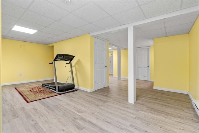 11 Douglas Ave, Burlington, MA 01803 - workout room featuring a drop ceiling, wood finished floors, and baseboards
