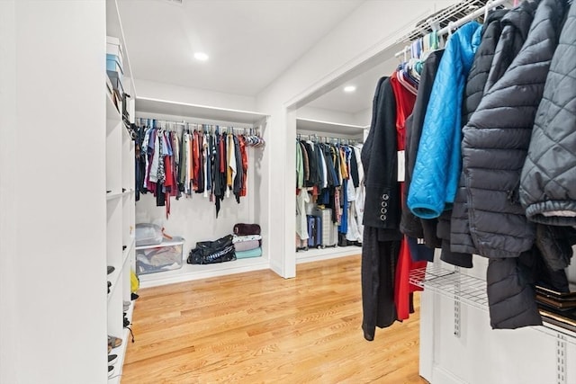 spacious closet with hardwood / wood-style floors