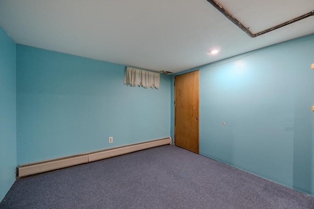 71 Webber Rd, Brookfield, MA 01506 - empty room with a baseboard heating unit, carpet flooring, and recessed lighting