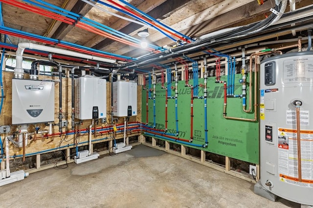 utilities with water heater and tankless water heater