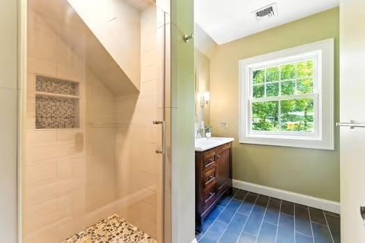 56 Cart Path Rd, Weston, MA 02493 - full bath with a shower stall, vanity, and tile patterned floors