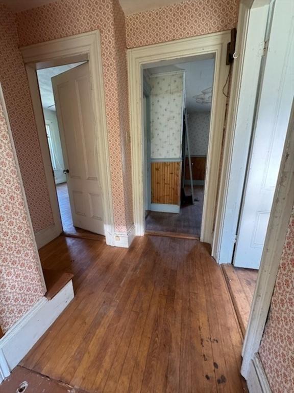 99 Beacon St, Boston, MA 02136 - hallway featuring wallpapered walls and wood-type flooring