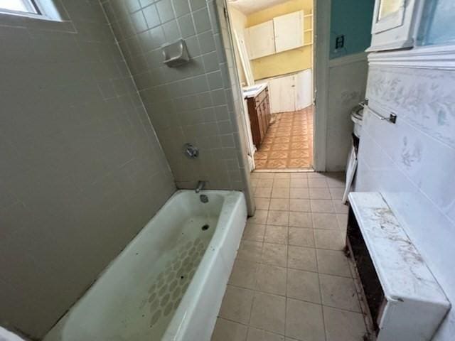 99 Beacon St, Boston, MA 02136 - full bathroom featuring tile patterned floors, vanity, and bathtub / shower combination