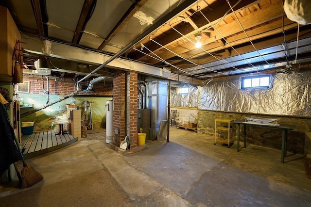 basement with water heater