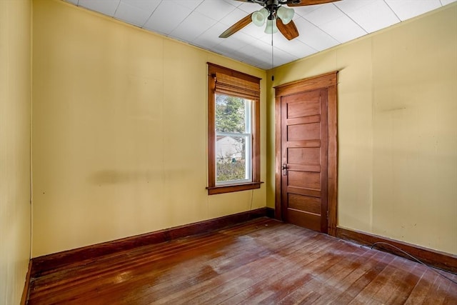 101 Euclid St, Gardner, MA 01440 - spare room with ceiling fan, hardwood / wood-style flooring, and baseboards