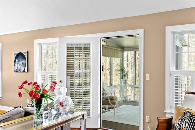 doorway featuring hardwood / wood-style floors