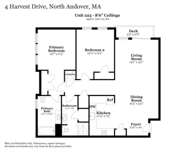 4 Harvest Dr Unit 225, North Andover, MA 01845 - view of room layout