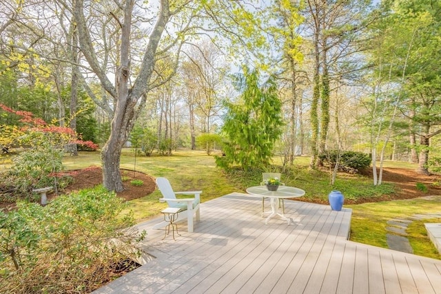 view of property's community with a deck and a yard