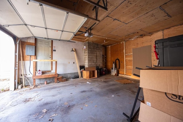 garage with a garage door opener