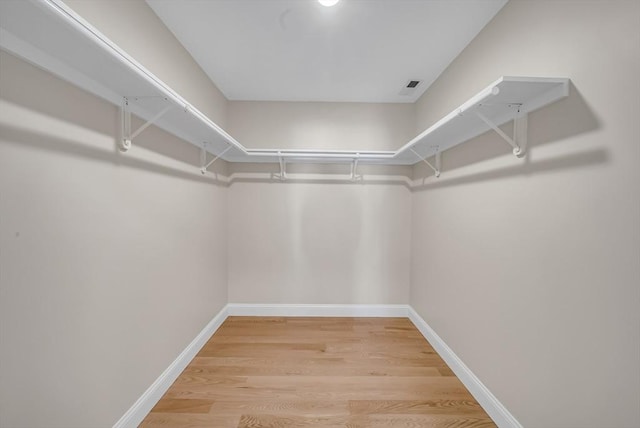 walk in closet featuring light wood finished floors