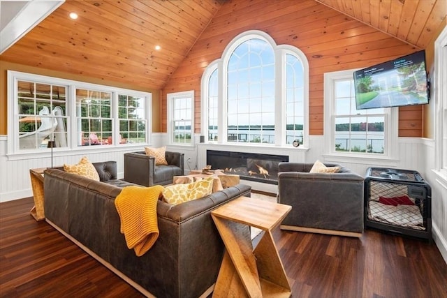 interior space with lofted ceiling and wooden ceiling