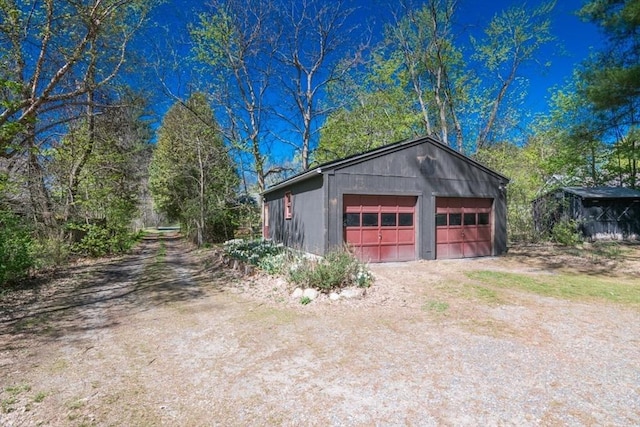 view of detached garage