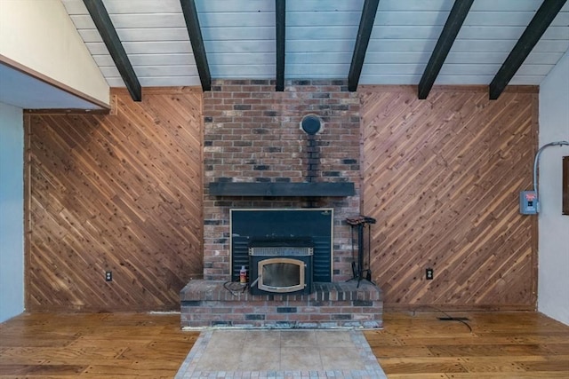details with wood walls and wood finished floors