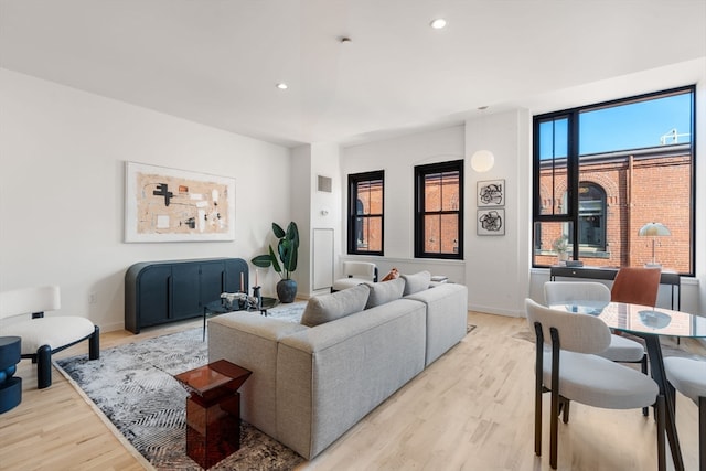 living room featuring light hardwood / wood-style floors