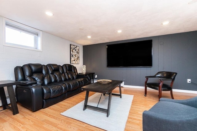 living room featuring light hardwood / wood-style flooring