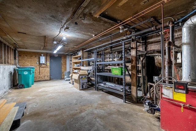 basement with electric panel