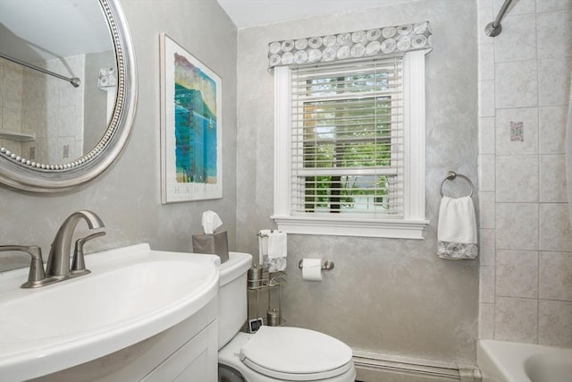 304 Hunting Rd, Needham, MA 02494 - full bath with plenty of natural light, toilet, baseboard heating, and tub / shower combination
