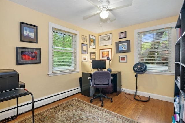 304 Hunting Rd, Needham, MA 02494 - office featuring a baseboard radiator, wood finished floors, plenty of natural light, and baseboards