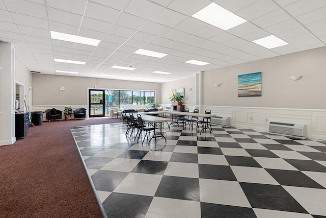 73 Broad Reach Unit T77C, Weymouth, MA 02191 - dining space featuring a drop ceiling, a wall mounted AC, and wainscoting