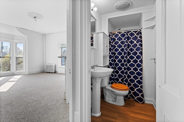 bathroom with radiator and toilet