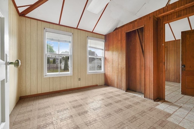7 Crescent Pl, Wareham, MA 02558 - unfurnished room featuring vaulted ceiling and wooden walls