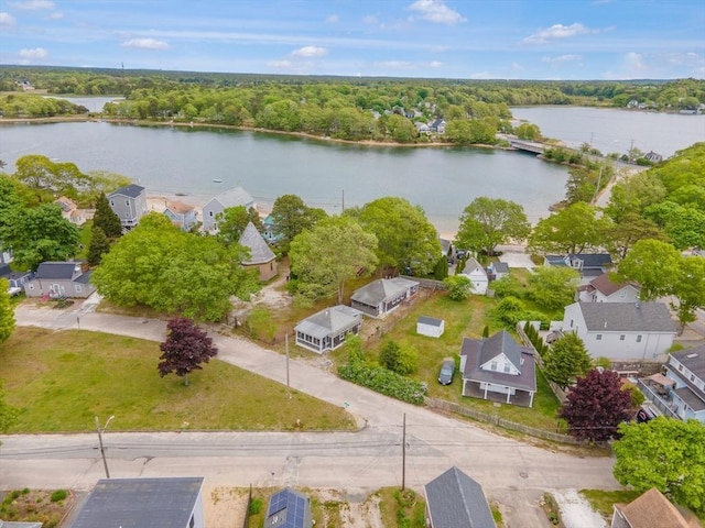 7 Crescent Pl, Wareham, MA 02558 - aerial view of residential area with a nearby body of water and a forest