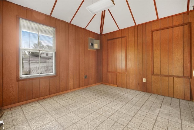 7 Crescent Pl, Wareham, MA 02558 - unfurnished room with light flooring, wood walls, and lofted ceiling