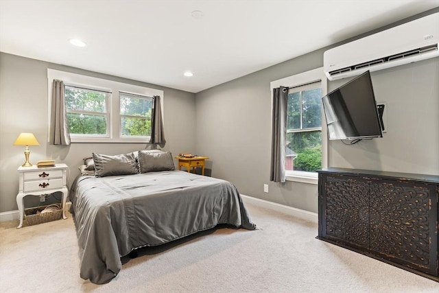 965 Greenville Ave, Smithfield, RI 02828 - bedroom featuring carpet flooring, a wall unit AC, and recessed lighting