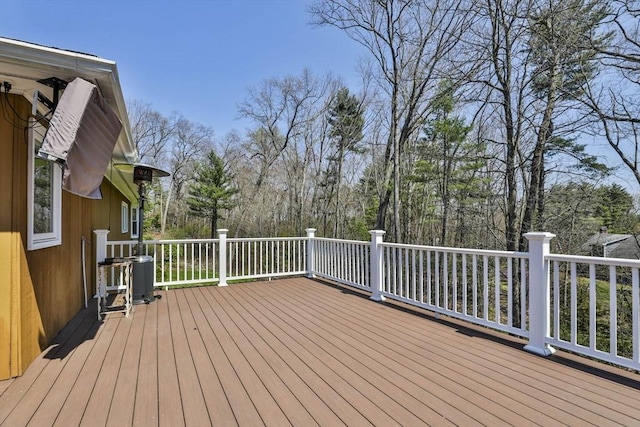 wooden deck with cooling unit