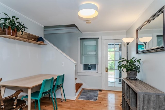 15 Ryan Rd, Northampton, MA 01062 - foyer with stairs, light wood-style flooring, and crown molding