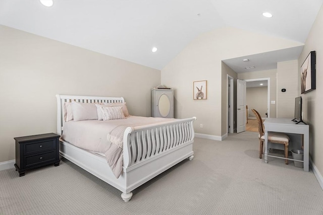 27 Richardson Dr Unit 27, Millis, MA 02054 - bedroom with light colored carpet, vaulted ceiling, and recessed lighting