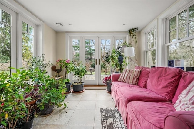 sunroom with french doors