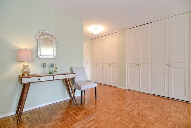 interior space featuring light parquet flooring