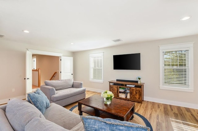 living room featuring light hardwood / wood-style floors