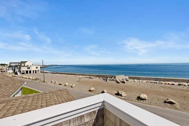 view of water feature featuring a view of the beach