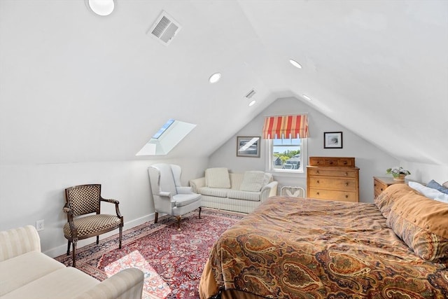 bedroom featuring vaulted ceiling