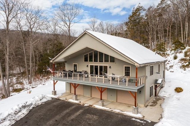 view of snow covered house