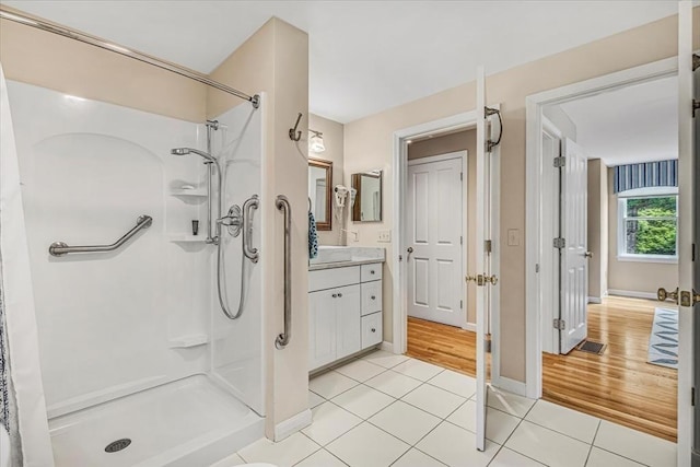 26 Sandy Meadow Way, Eastham, MA 02642 - full bathroom featuring vanity, a shower, and tile patterned floors