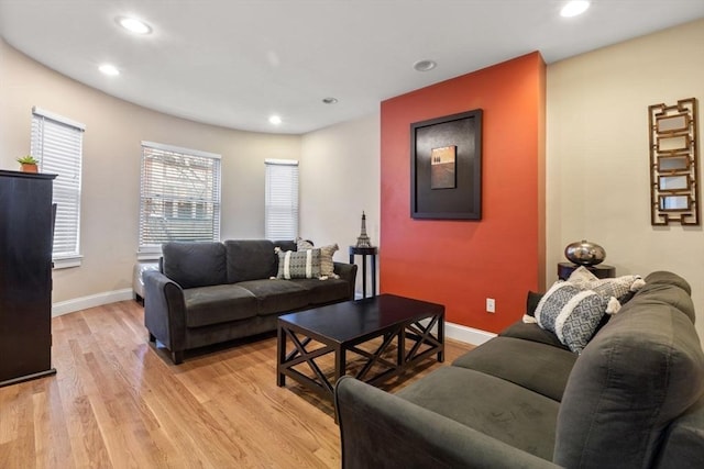 living room featuring light hardwood / wood-style flooring