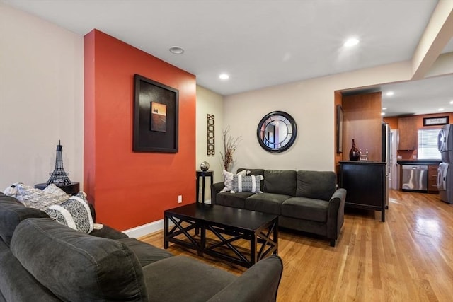 living room with light wood-type flooring