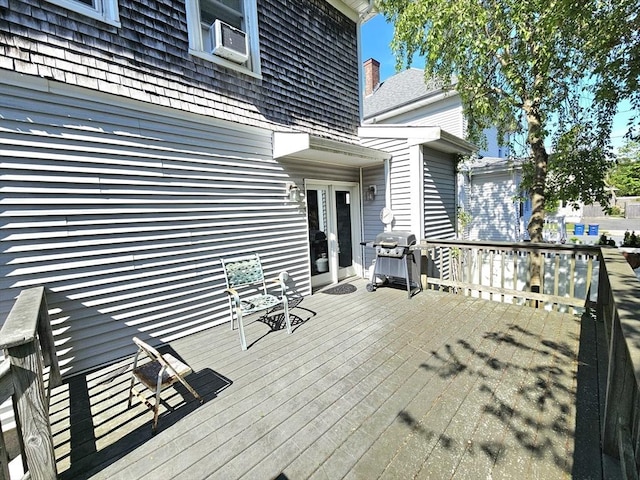 308 Hawthorn St, New Bedford, MA 02740 - wooden deck featuring grilling area and cooling unit
