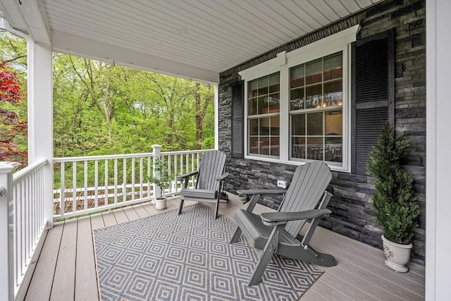 deck featuring a porch