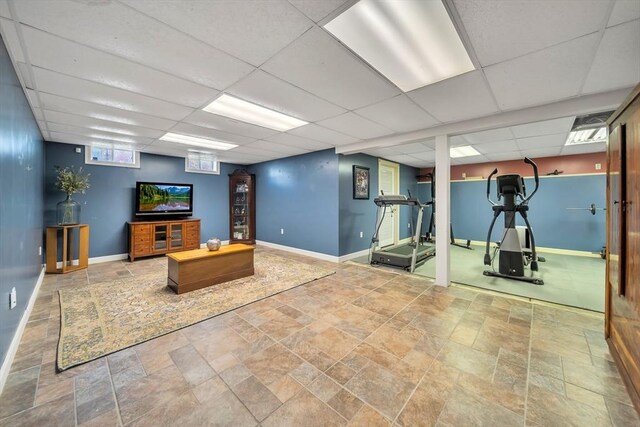 28 Sewall St, Shrewsbury, MA 01545 - interior space with stone finish floors, baseboards, and a drop ceiling