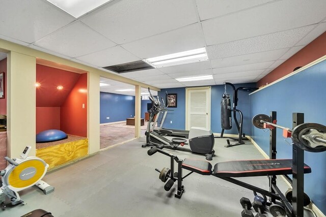 28 Sewall St, Shrewsbury, MA 01545 - workout room featuring a paneled ceiling