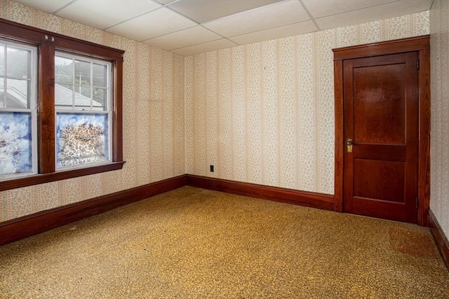 100 Weetamoe St, Fall River, MA 02720 - spare room featuring carpet flooring and a paneled ceiling