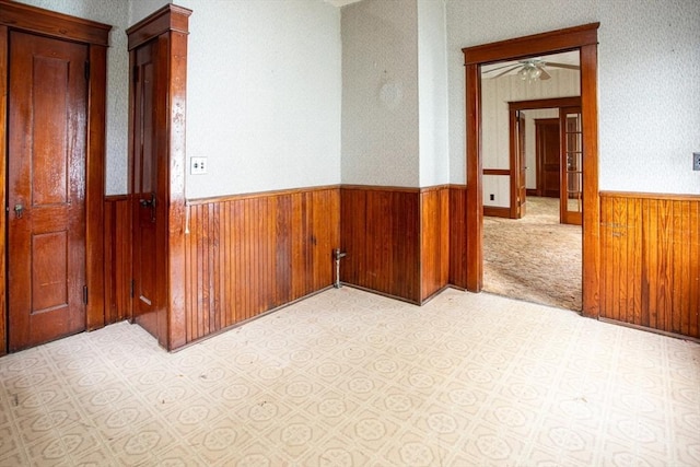 100 Weetamoe St, Fall River, MA 02720 - hall featuring wainscoting, wood walls, and light floors