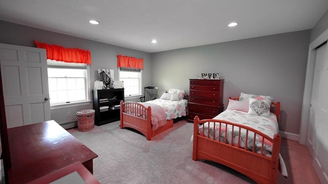 1820 Milk St, Dighton, MA 02715 - bedroom with carpet, recessed lighting, and a baseboard radiator