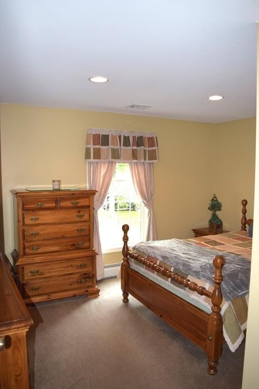1820 Milk St, Dighton, MA 02715 - bedroom featuring carpet floors, a baseboard heating unit, and recessed lighting