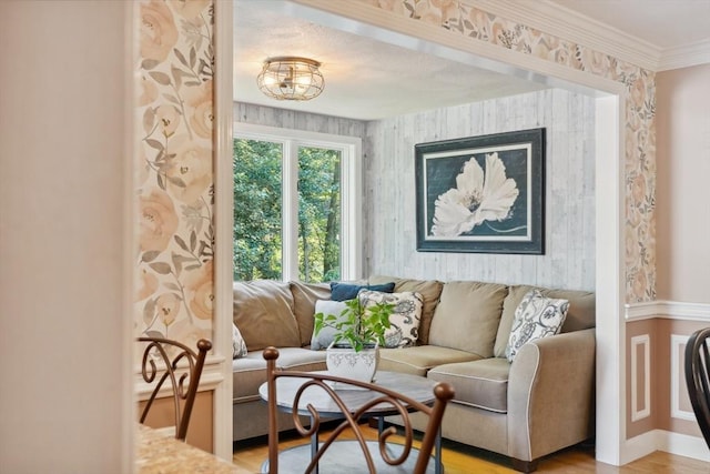 35 Michael Way Unit 29, Andover, MA 01810 - living area with light wood-style flooring, ornamental molding, and a chandelier